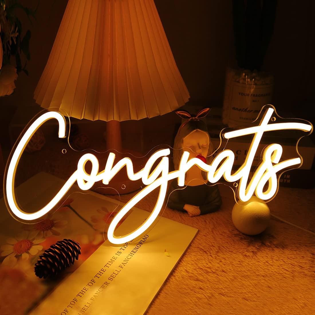 Neon Sign Party - Gefeliciteerd Neon Sign USB Dimbare LED-lamp