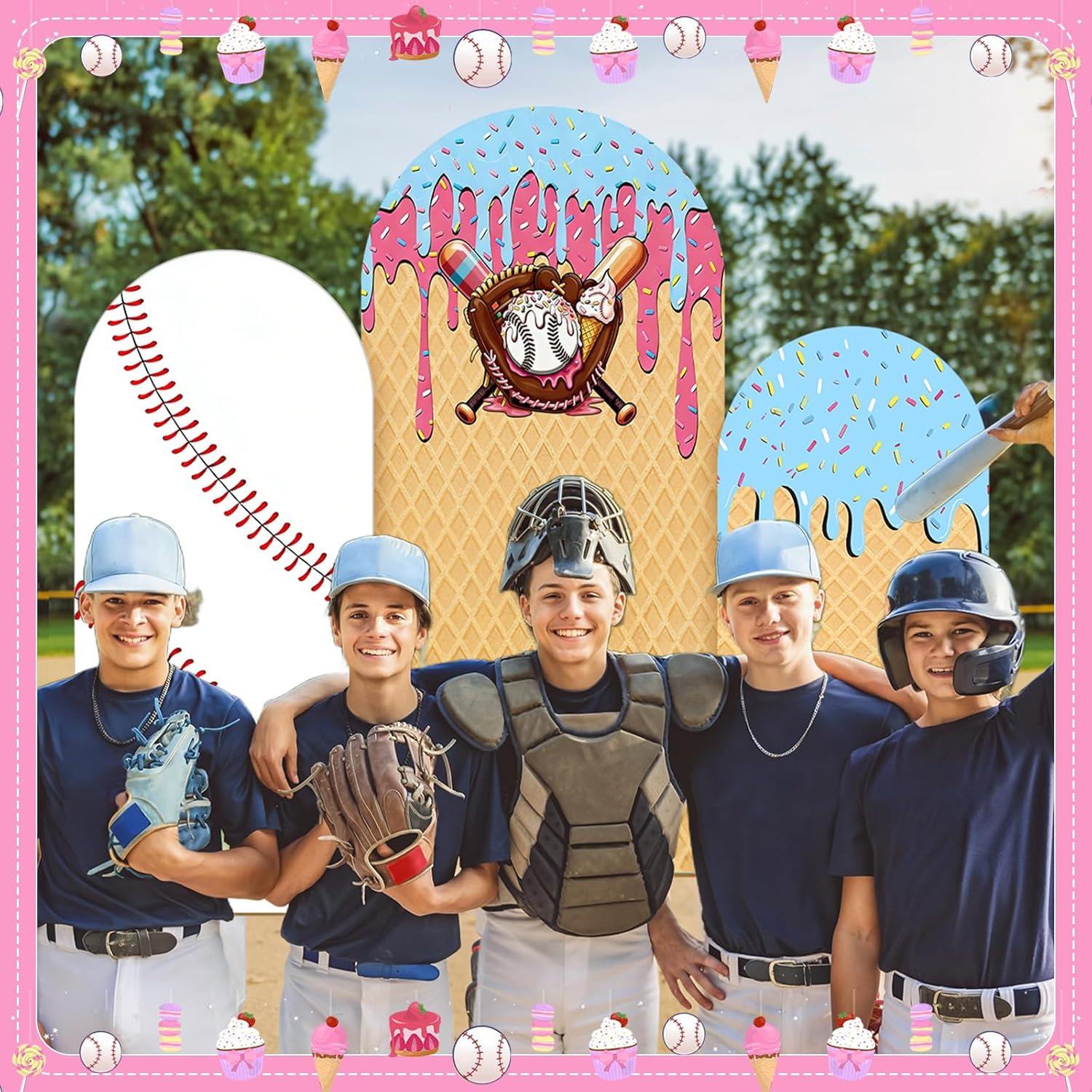 Dessert Table Backdrop - Honkbal IJs Drip Arch Achtergrond Cover