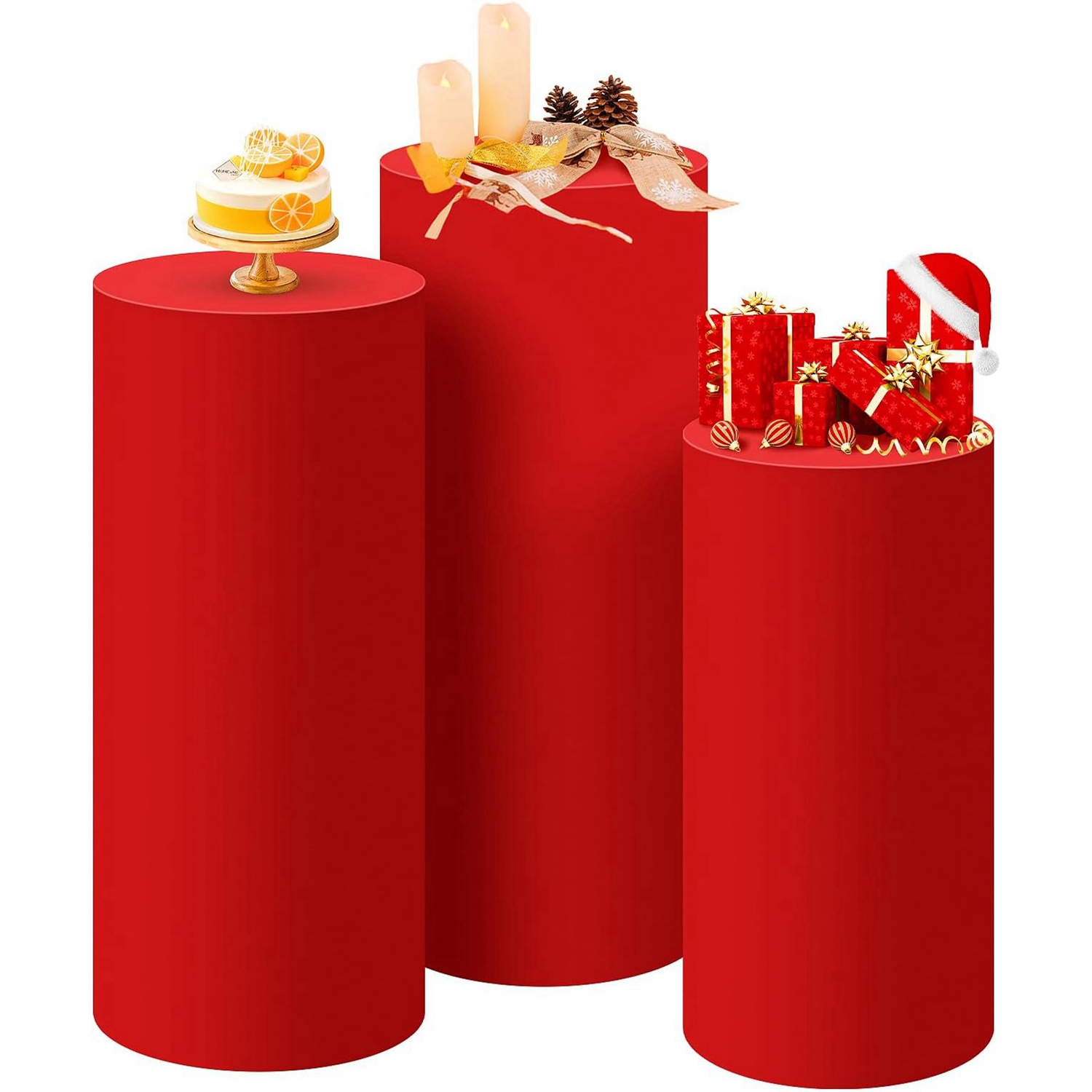 Dessert Table Backdrop - Yeele Rode Cilinder Stand Cover Achtergrond