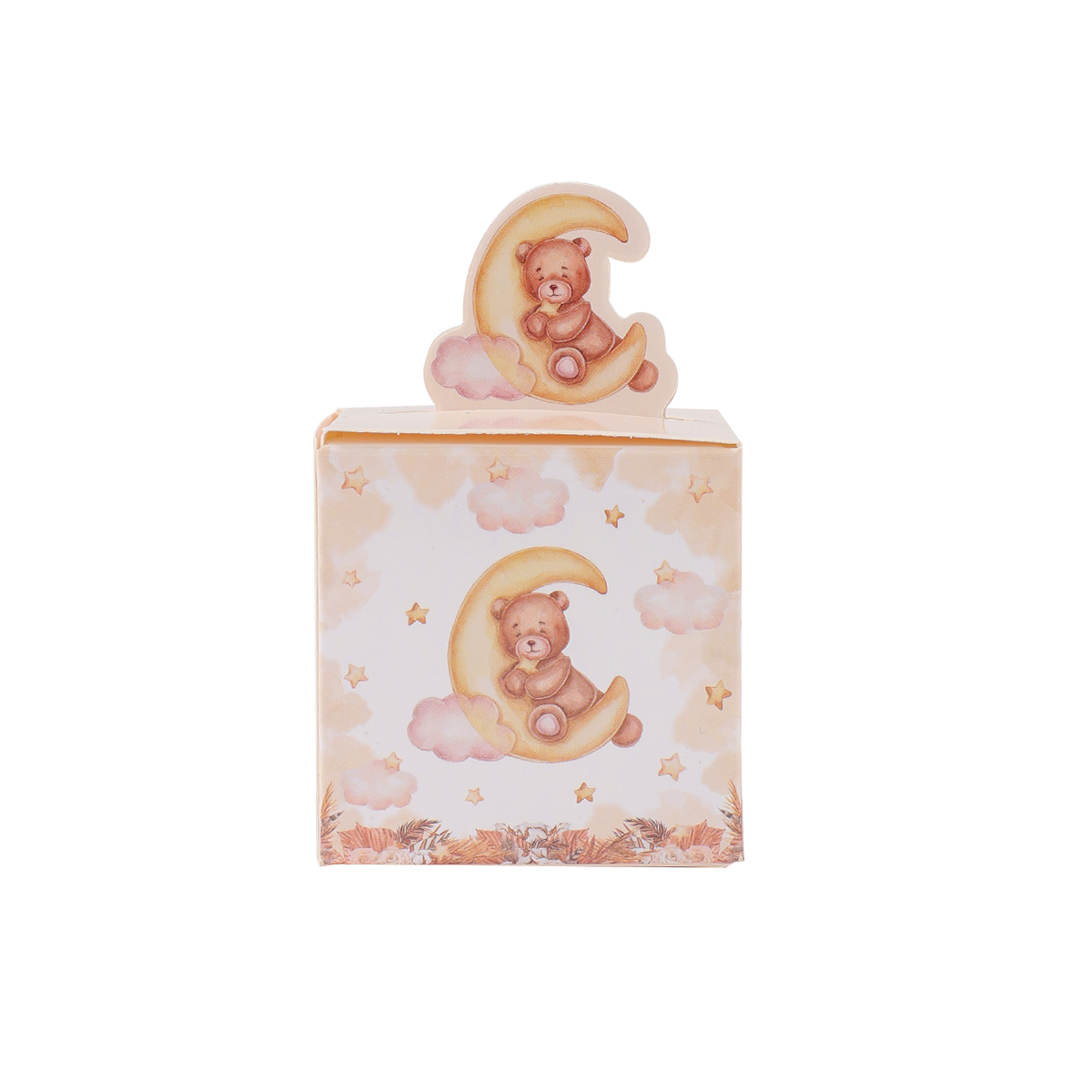 Event Party Box - 24 stuks bruine teddybeer vierkante snoepdoos