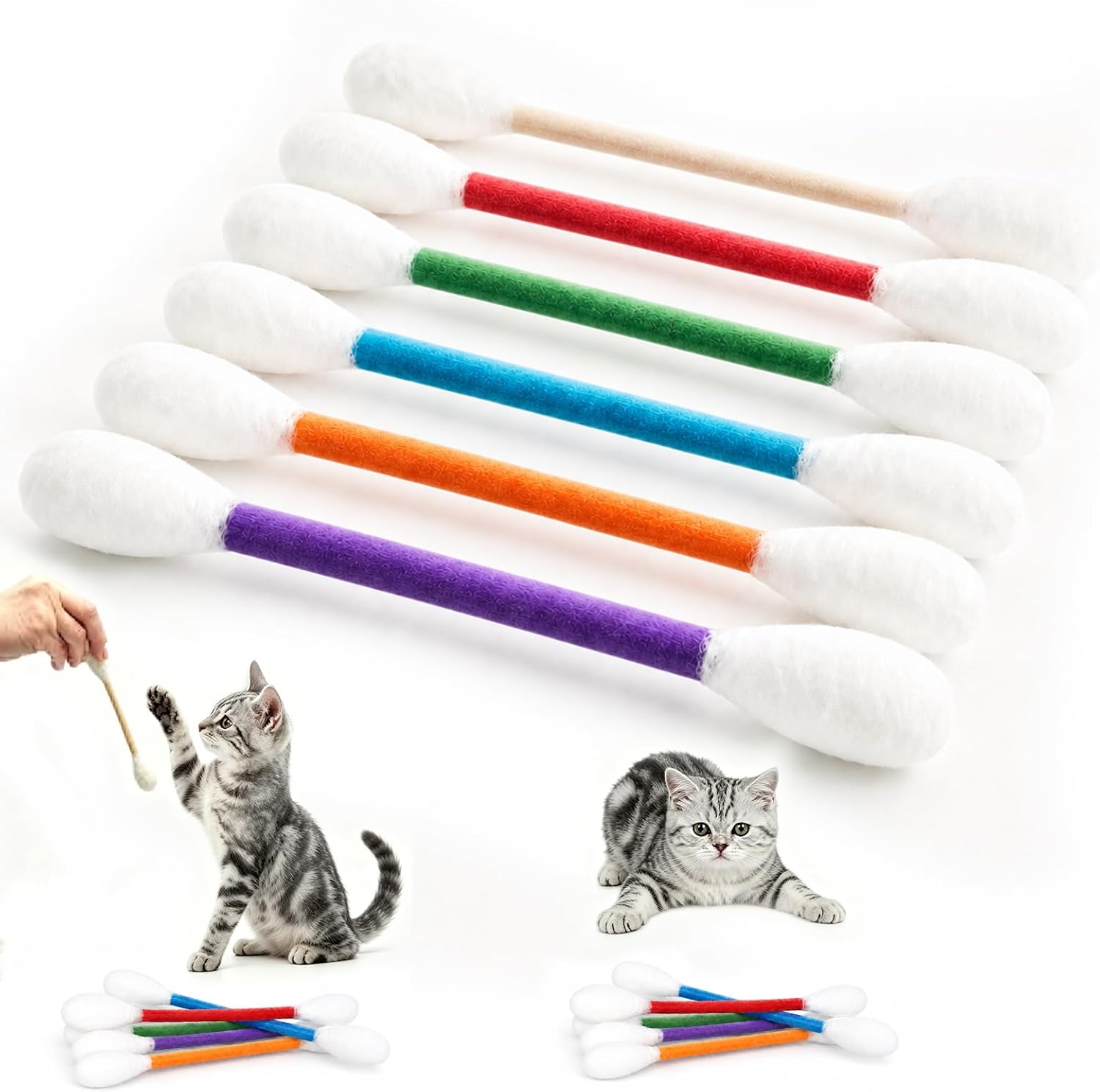 Cotton Candy Cone - Creatief kattenmuntenspeeltje, grote wattenstaafvorm, 6-delige set,