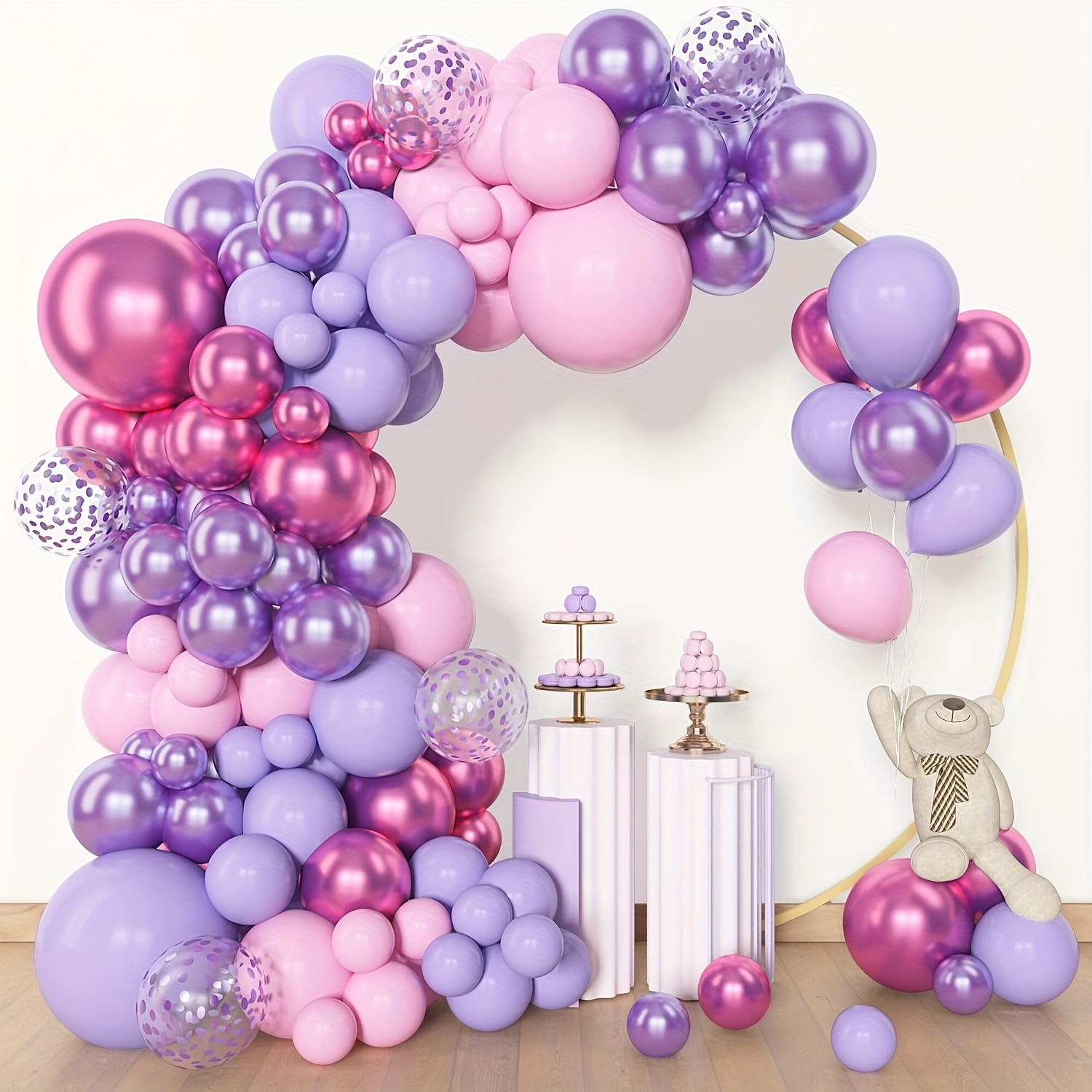 Balloon Arch Kit - 147-delige ballonnenboogset in roze en paars,