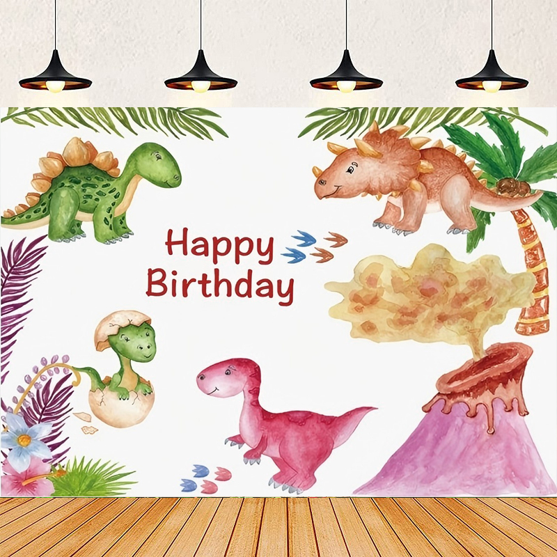 Dessert Table Backdrop - Fotografie achtergrond aquarel jungle dinosaurus verjaardagsfeestje