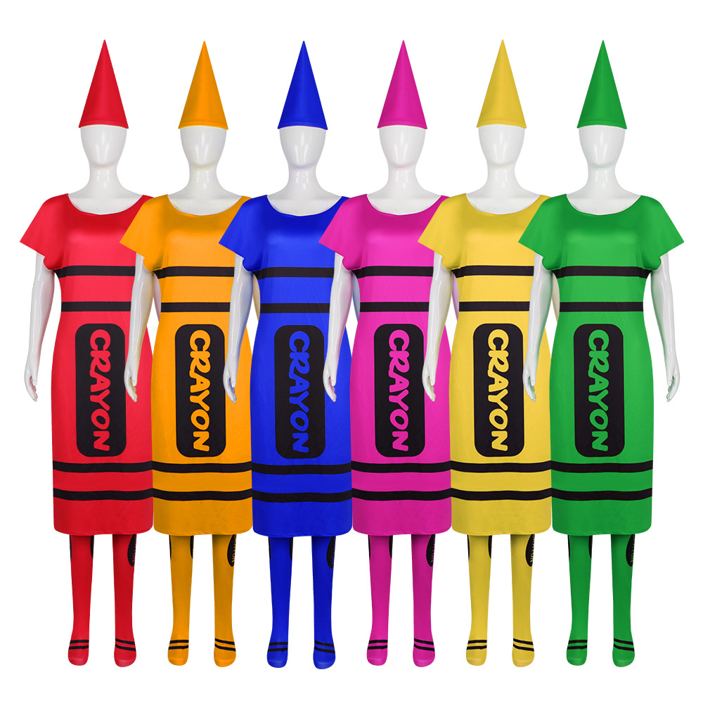 Party Hat Cone - Halloween Vrouwen Crayon Cosplay Outfit Volledige