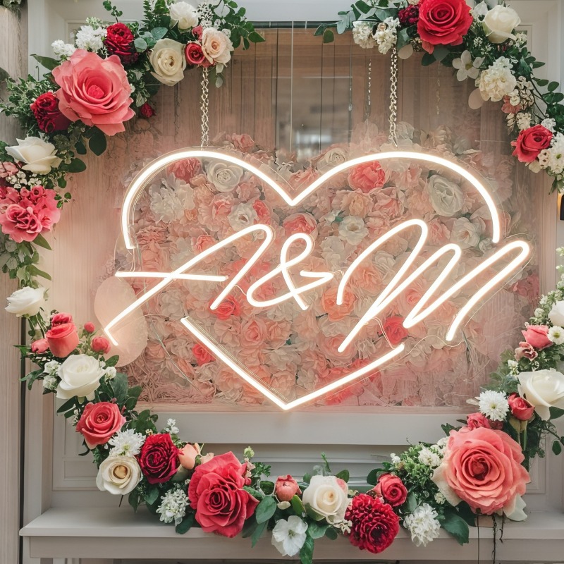 Aangepaste initialen hart LED  - Neon Sign Party recensie en prijs