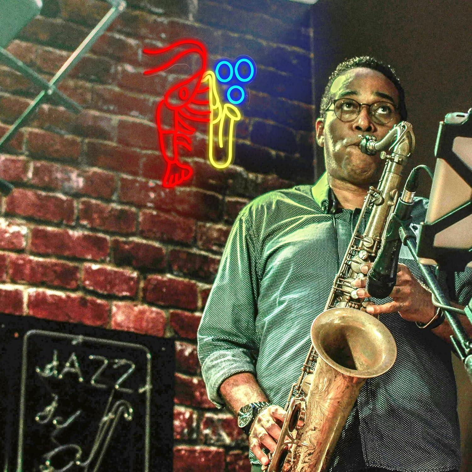 Kreeft Saxofoon Neonbord Jazz  - Neon Sign Party recensie en prijs