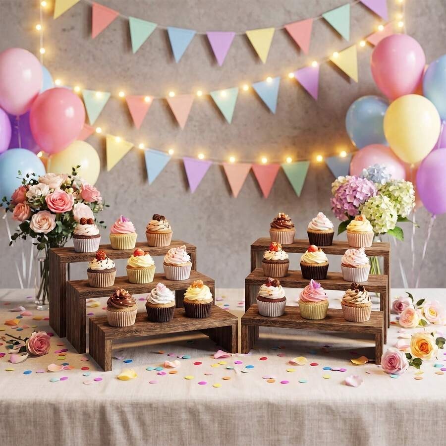 6-delige houten displaystandaa - Cupcake Stand Tier recensie en prijs